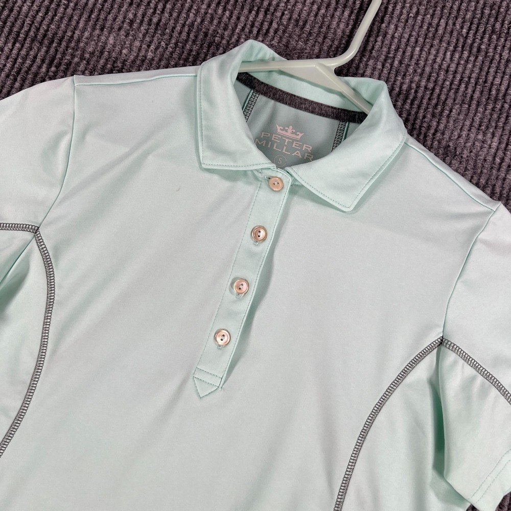 Peter Millar Womens Shirt Small Mint Green Short Sleeve Wicking Golf Performance